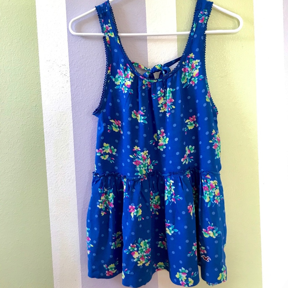 Hollister Blue Floral Peplum Tank